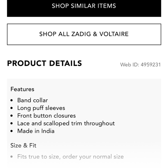 Zadig & Voltaire Trevy Tomboy off-white Lace Trim Blouse - Picture 8 of 10